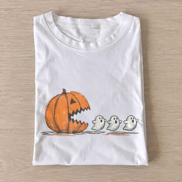 Pumpkin ghost chase graphic t shirt white20pumpkin ghost chase.webp