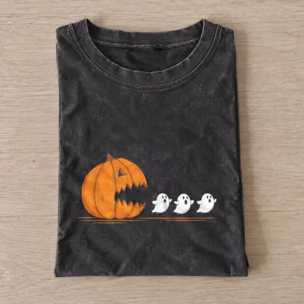 Pumpkin Ghost Chase Vintage Graphic T-Shirt — graphic design