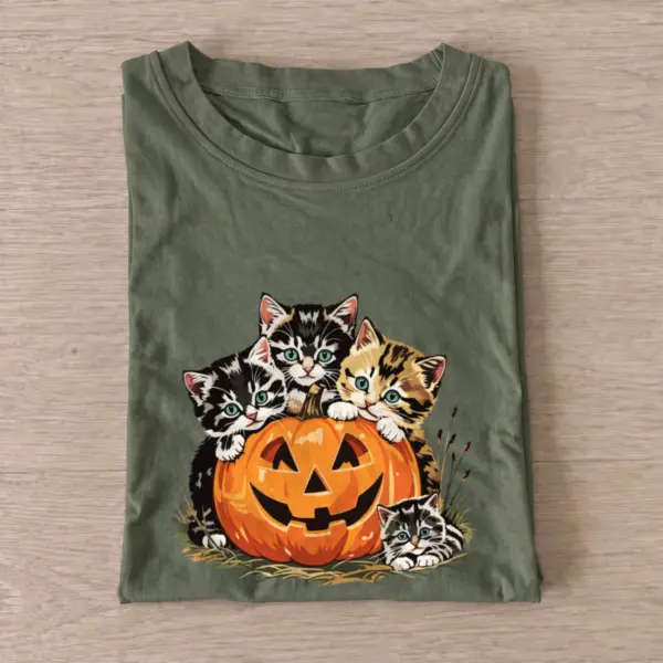 Pumpkin kitten quartet t shirt olive20pumpkin kitten quartet.webp