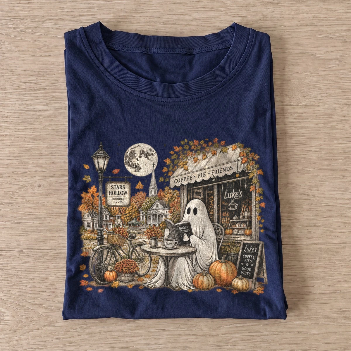 Pumpkin spice ghost t shirt navy20pumpkin spice ghost.webp