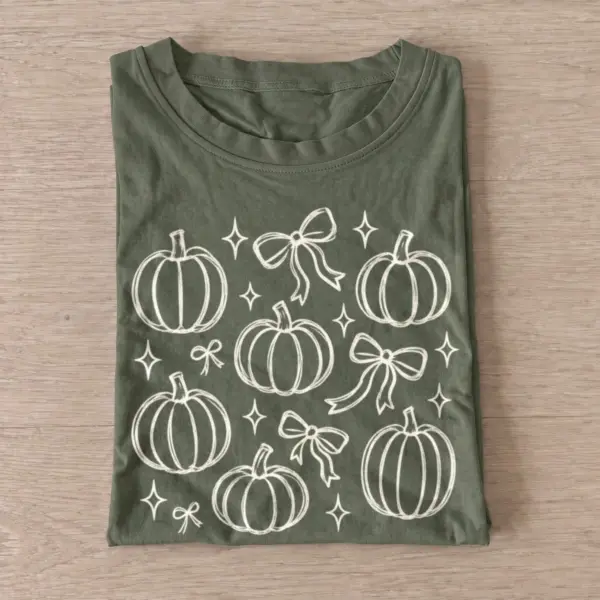 Pumpkins and bows t shirt olive20pumpkins and bows.webp