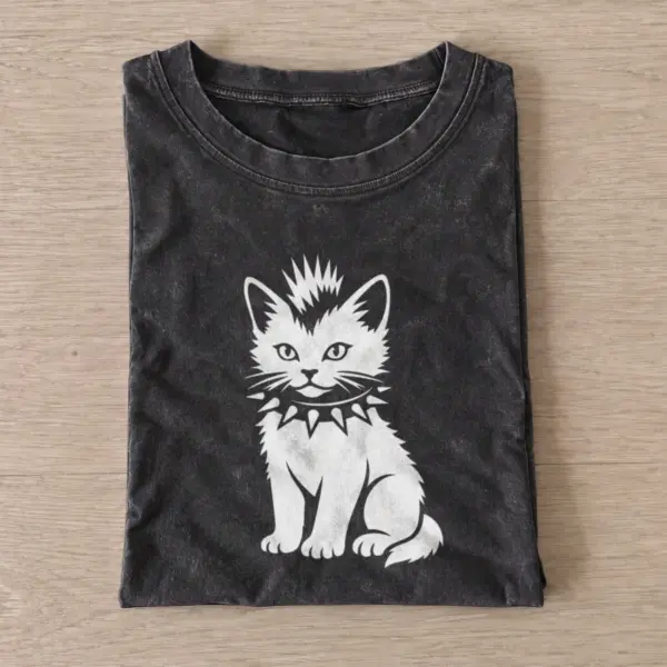 Punk kitten vintage t shirt washed20black20punk kitten.webp