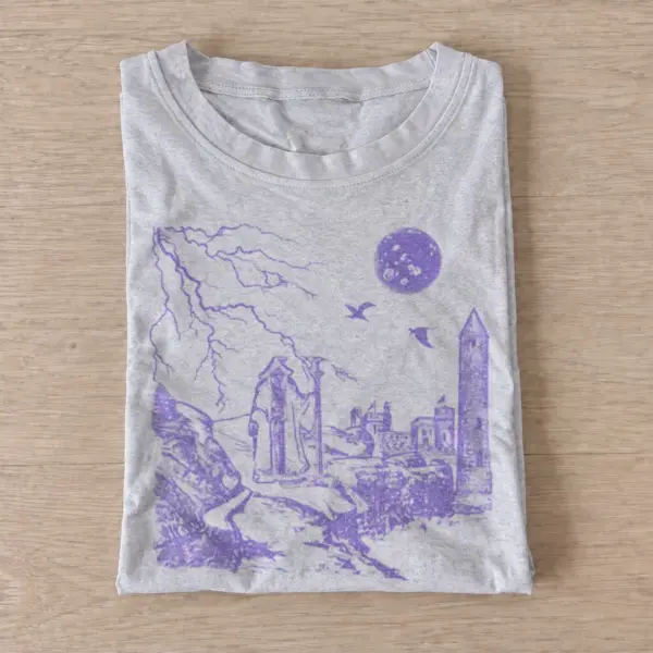 Purple gothic castle wizard t shirt gray20purple gothic castle.webp