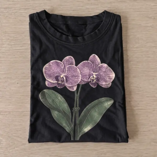 Purple orchids botanical t shirt black20purple orchids.webp