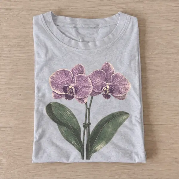 Purple orchids botanical t shirt gray20purple orchids.webp