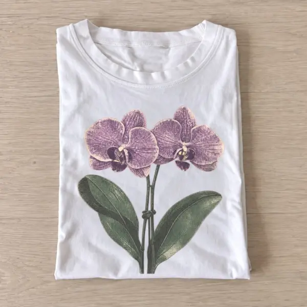 Purple orchids botanical t shirt white20purple orchids.webp