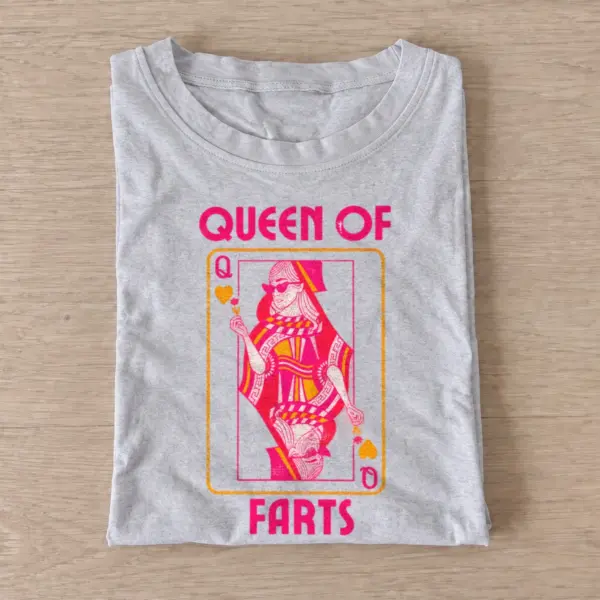 Queen of farts playing card graphic t shirt gray20queen of farts.webp
