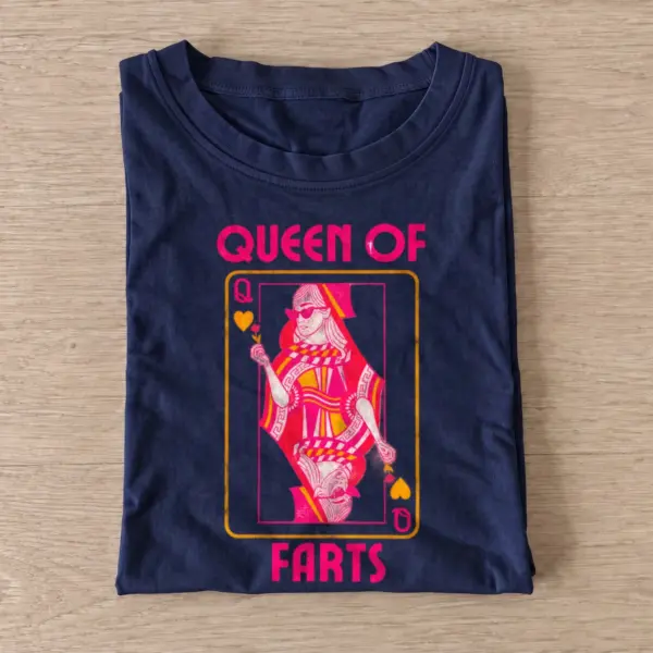 Queen of farts playing card graphic t shirt navy20queen of farts.webp