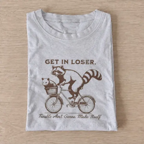 Raccoon bicycle trouble t shirt gray20raccoon bicycle trouble.webp