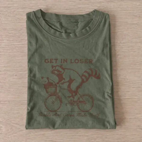 Raccoon bicycle trouble t shirt olive20raccoon bicycle trouble.webp