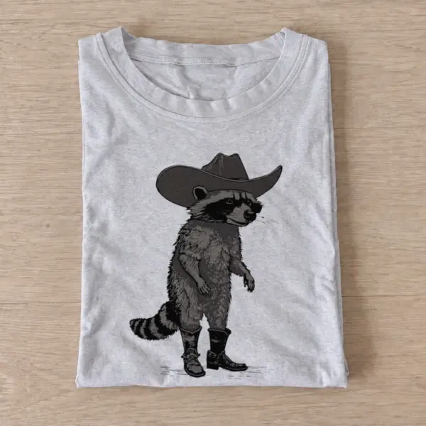 Raccoon black cowboy t shirt gray20raccoon black cowboy.webp