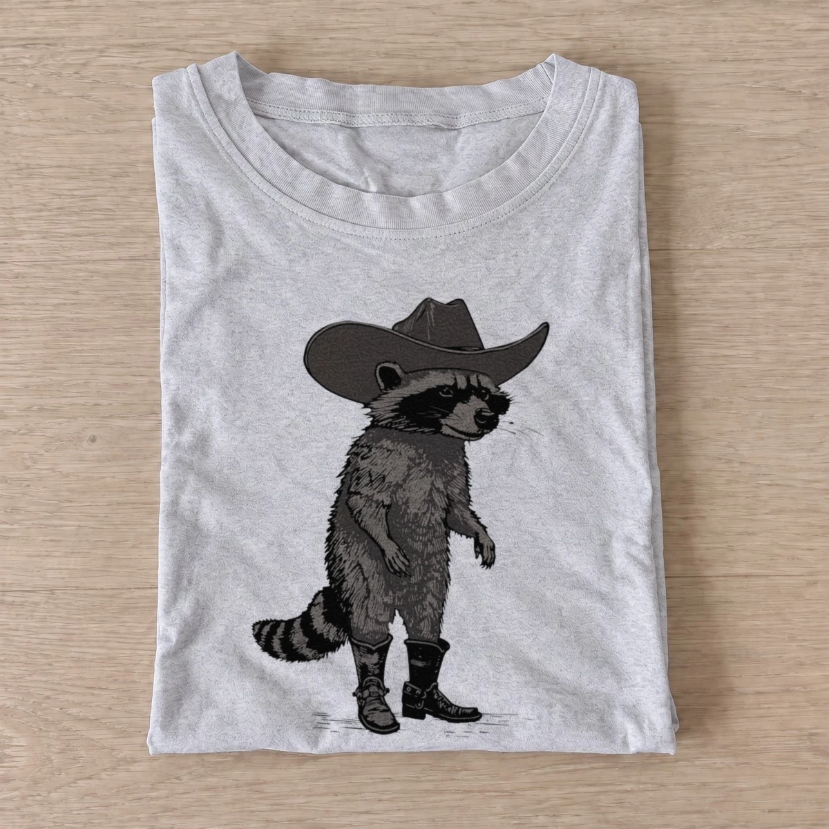 Raccoon black cowboy t shirt gray20raccoon black cowboy.webp
