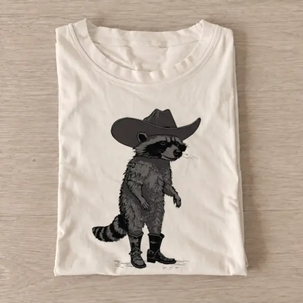 Raccoon black cowboy t shirt sand20raccoon black cowboy.webp
