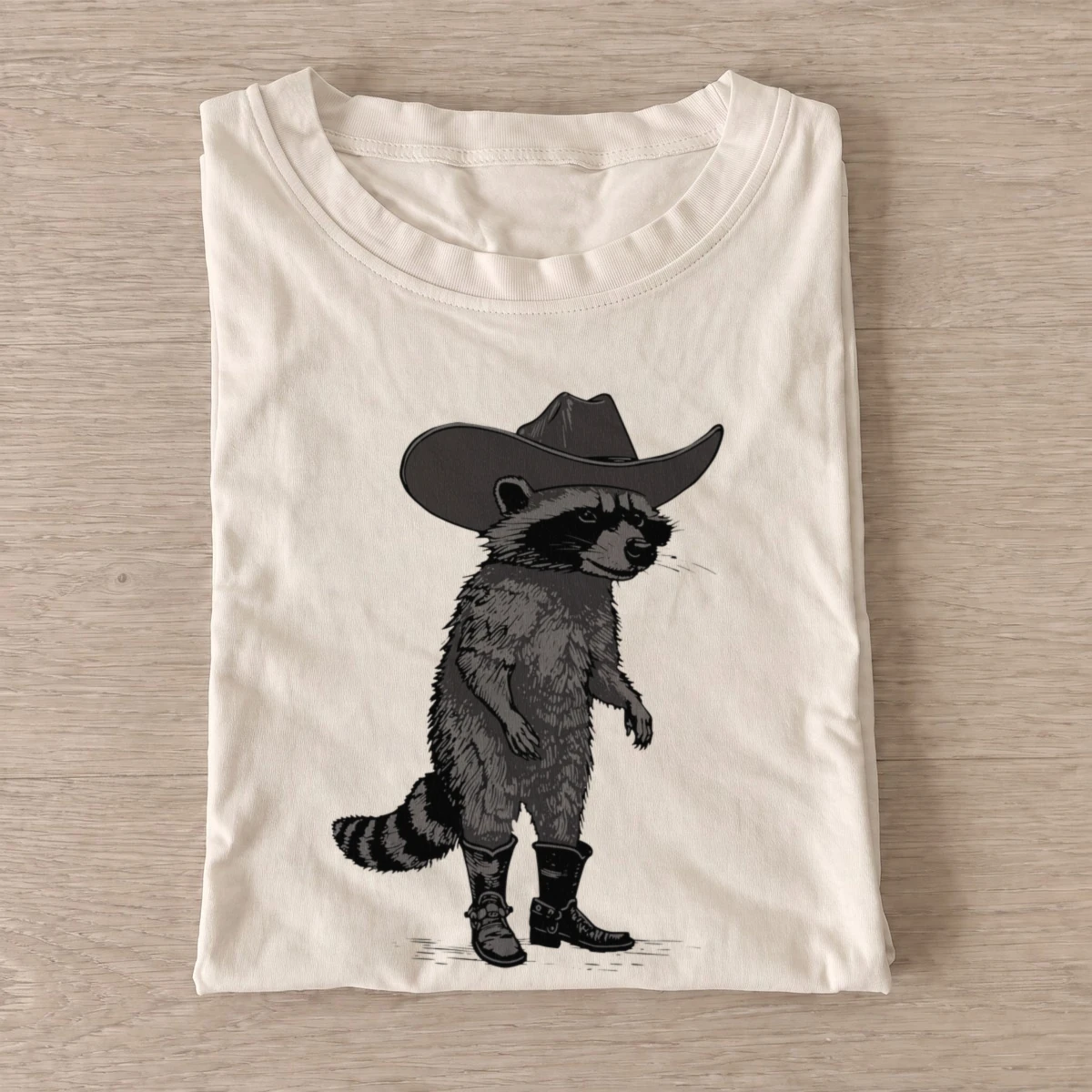 Raccoon black cowboy t shirt sand20raccoon black cowboy.webp