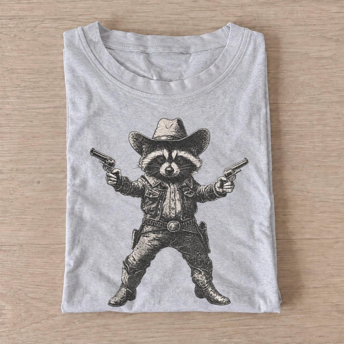 Raccoon gunslinger t shirt gray20raccoon gunslinger.webp