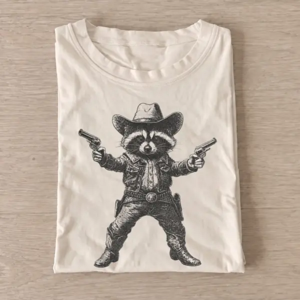 Raccoon gunslinger t shirt sand20raccoon gunslinger.webp