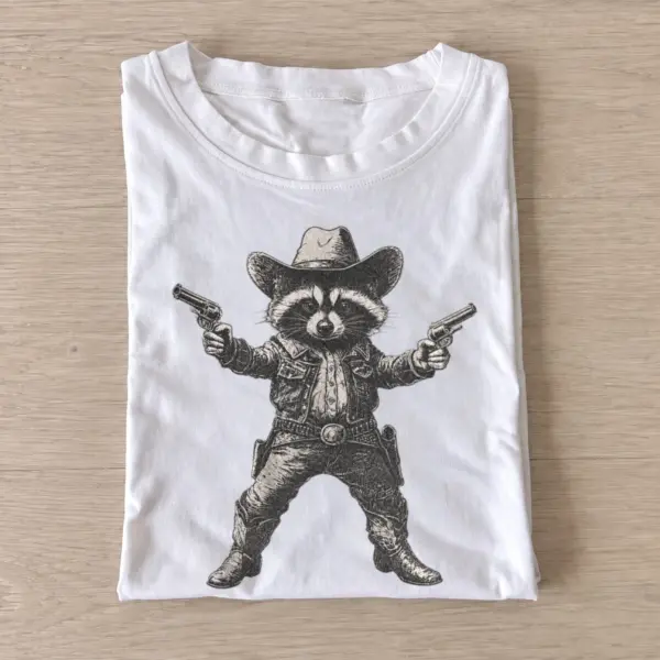 Raccoon gunslinger t shirt white20raccoon gunslinger.webp