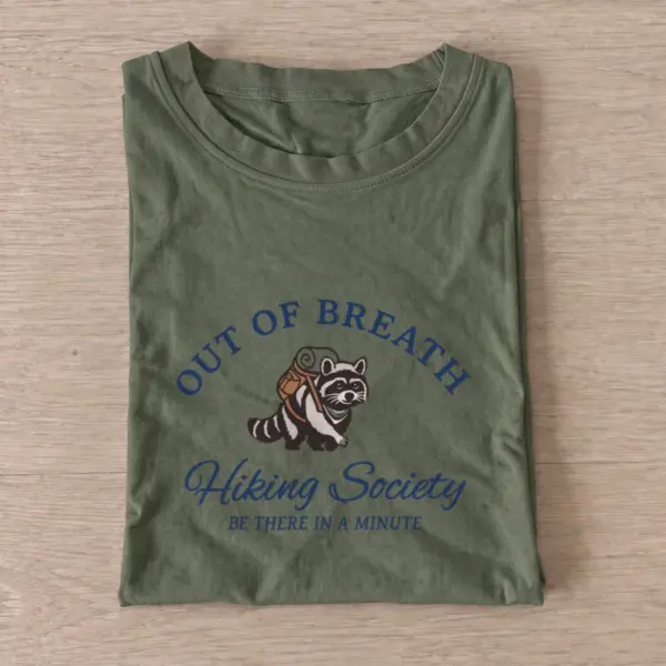 Raccoon hiking society t shirt olive20raccoon hiking society.webp