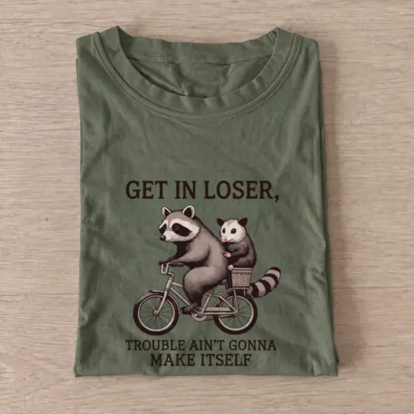 Raccoon opossum bicycle t shirt olive20raccoon opossum bicycle.webp