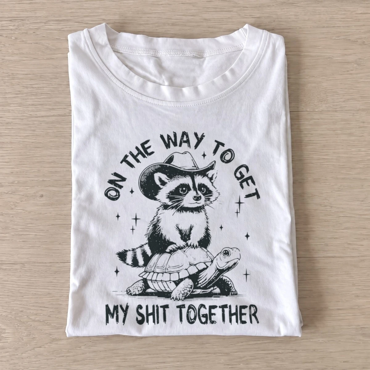 Raccoon turtle journey t shirt white20raccoon turtle journey.webp