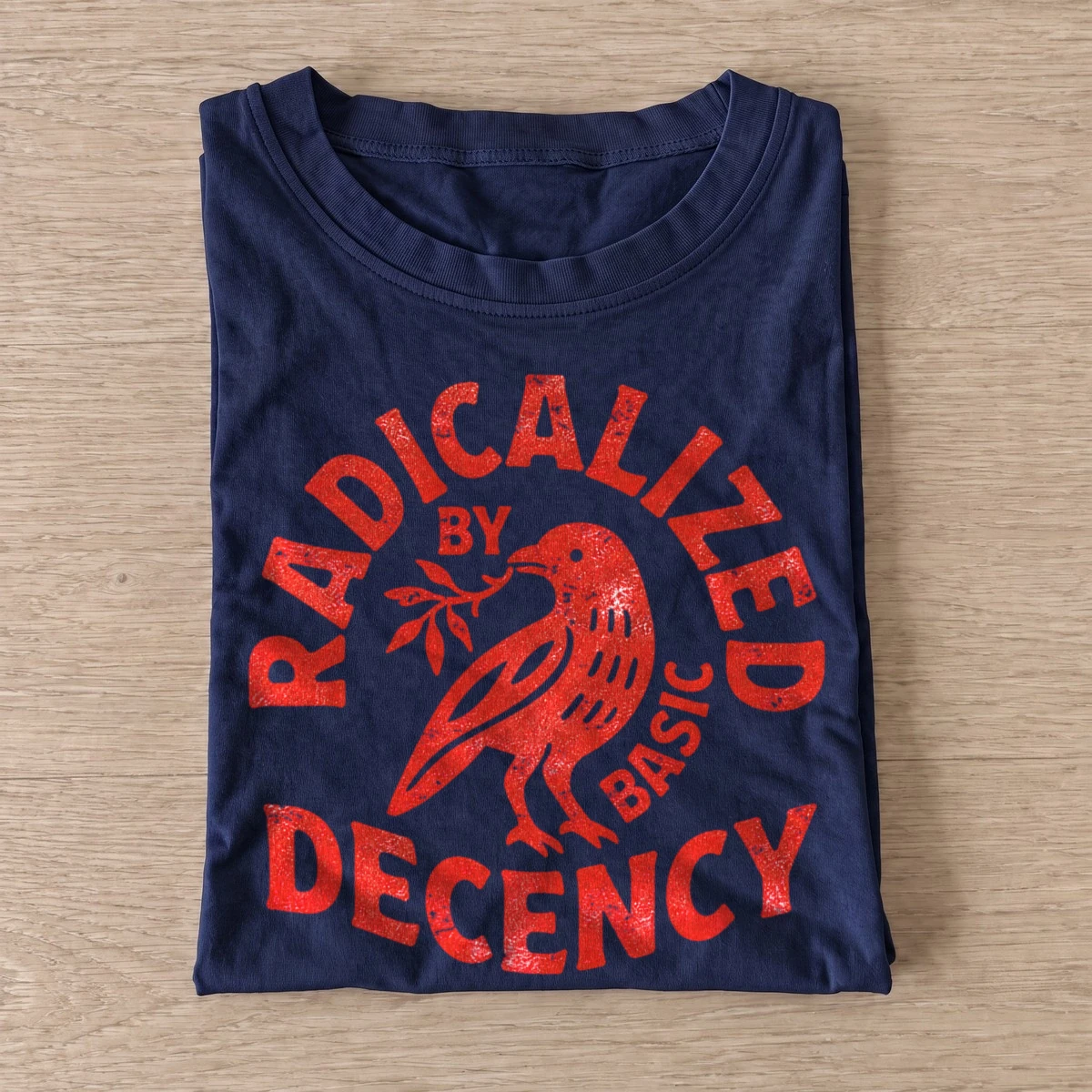 Radicalized by basic decency crow t shirt navy20radical decency crow.webp
