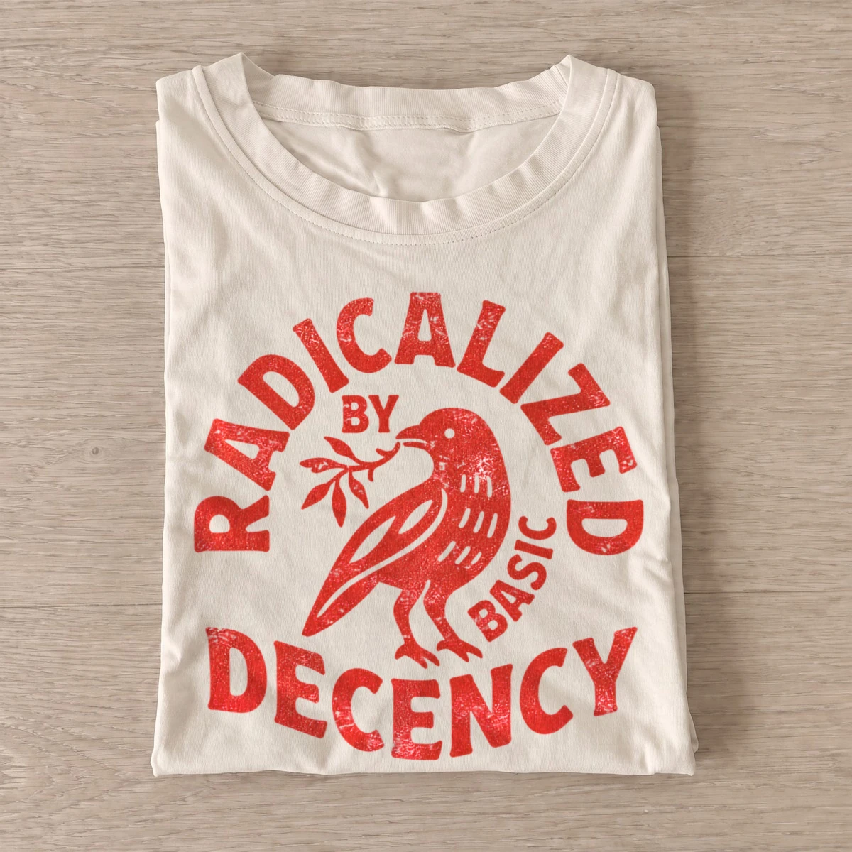 Radicalized by basic decency crow t shirt sand20radical decency crow.webp