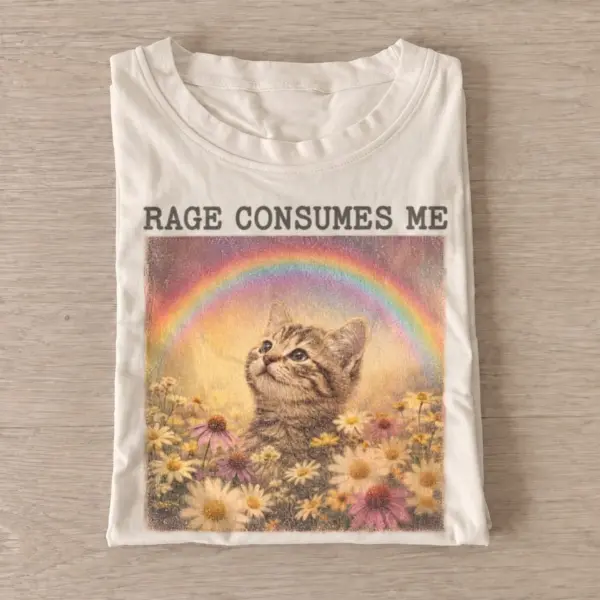 Rage consumes me rainbow kitten t shirt sand20rainbow rage kitten.webp