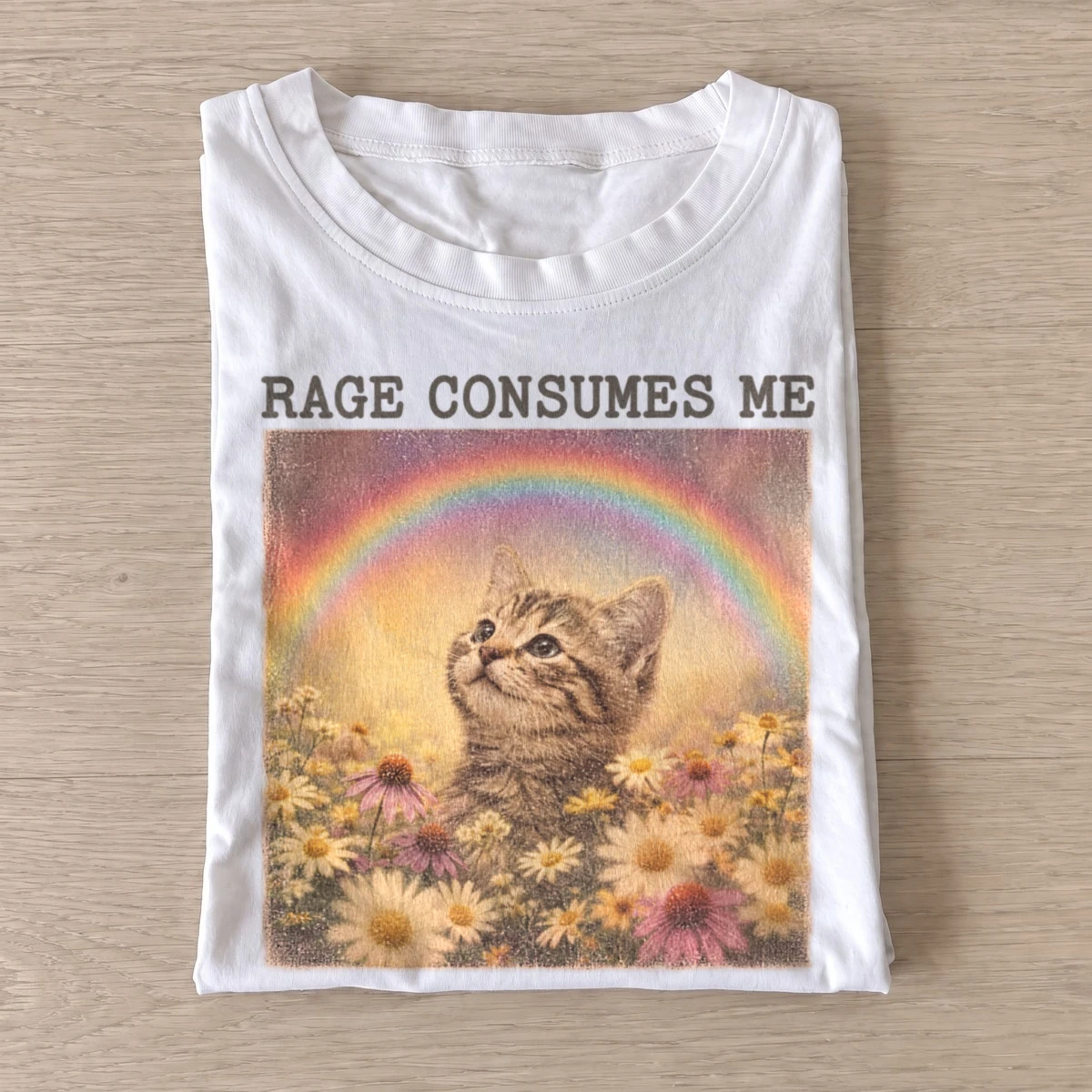 Rage consumes me rainbow kitten t shirt white20rainbow rage kitten.webp