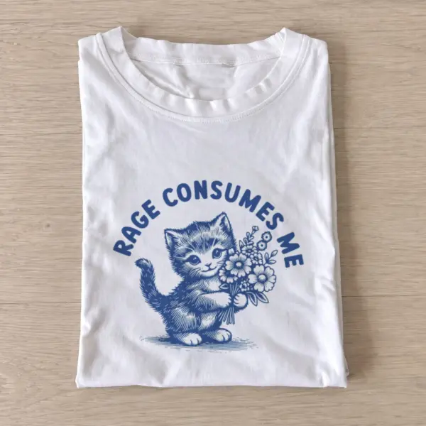 Rage flower kitten t shirt white20rage flower kitten.webp