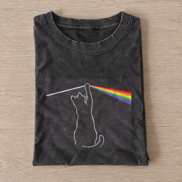 Rainbow catching cat vintage t shirt washed20black20rainbow catching cat.webp