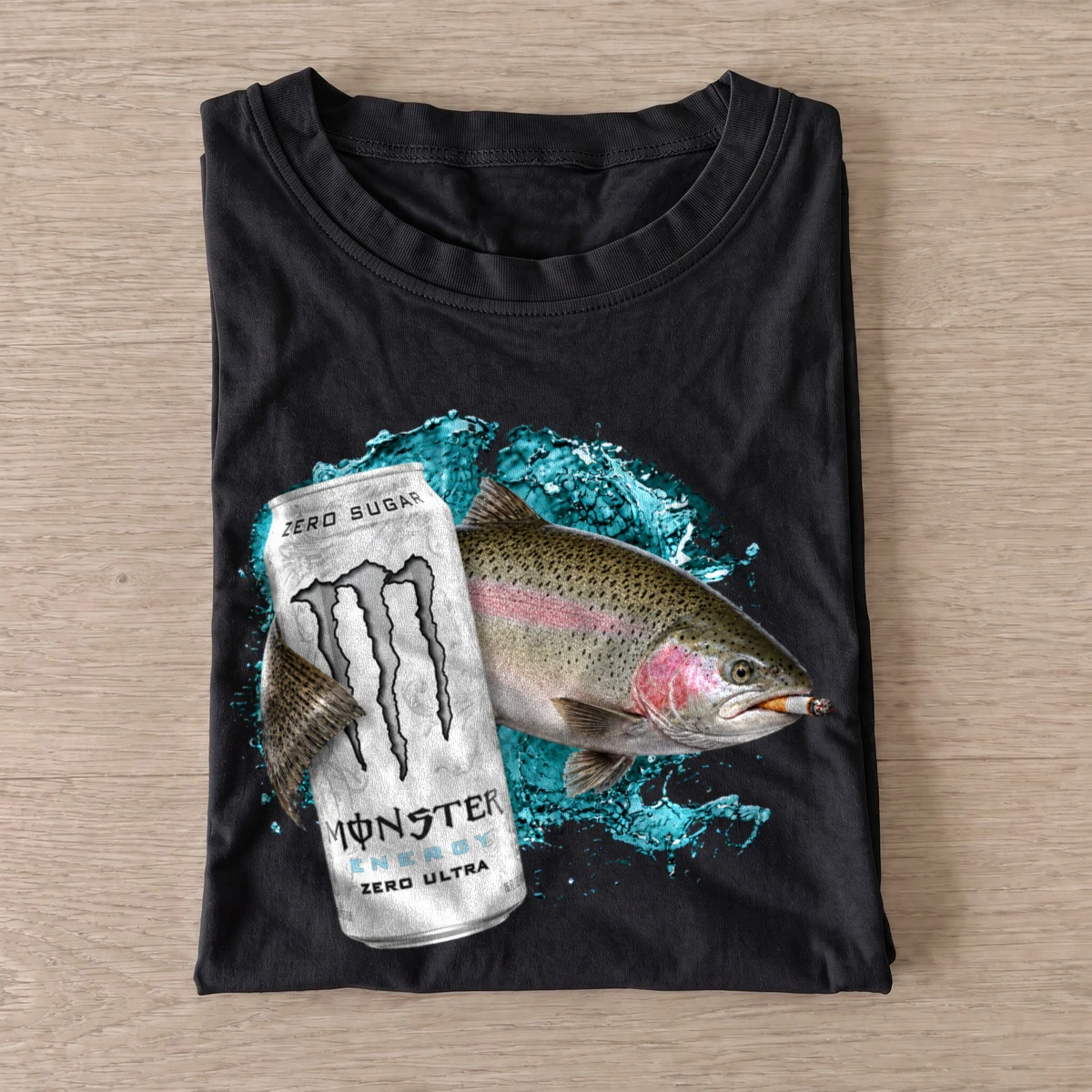 Rainbow trout energy t shirt black20rainbow trout energy.webp