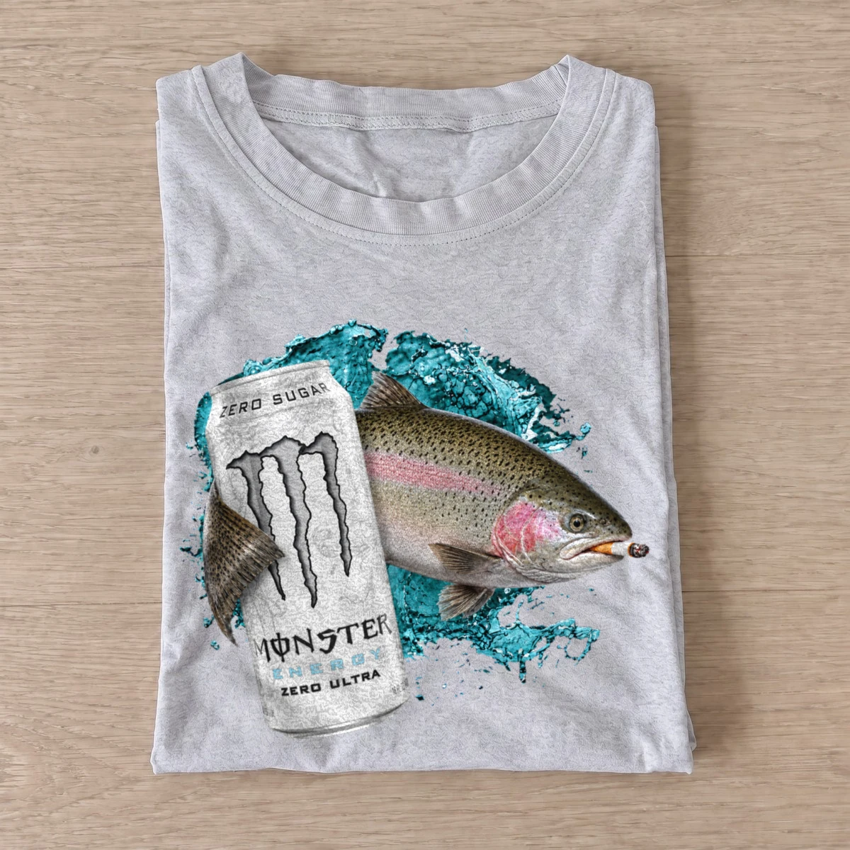 Rainbow trout energy t shirt gray20rainbow trout energy.webp