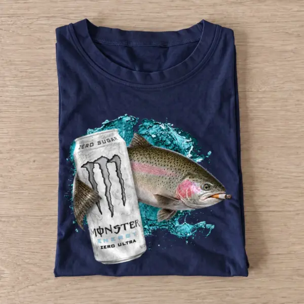 Rainbow trout energy t shirt navy20rainbow trout energy.webp