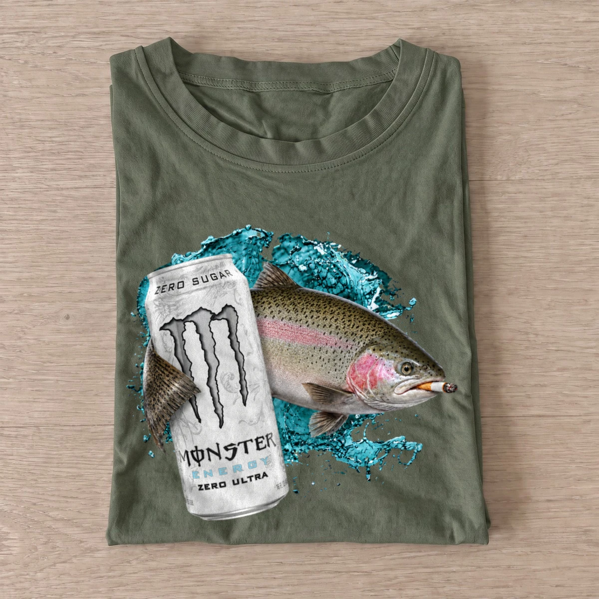 Rainbow trout energy t shirt olive20rainbow trout energy.webp