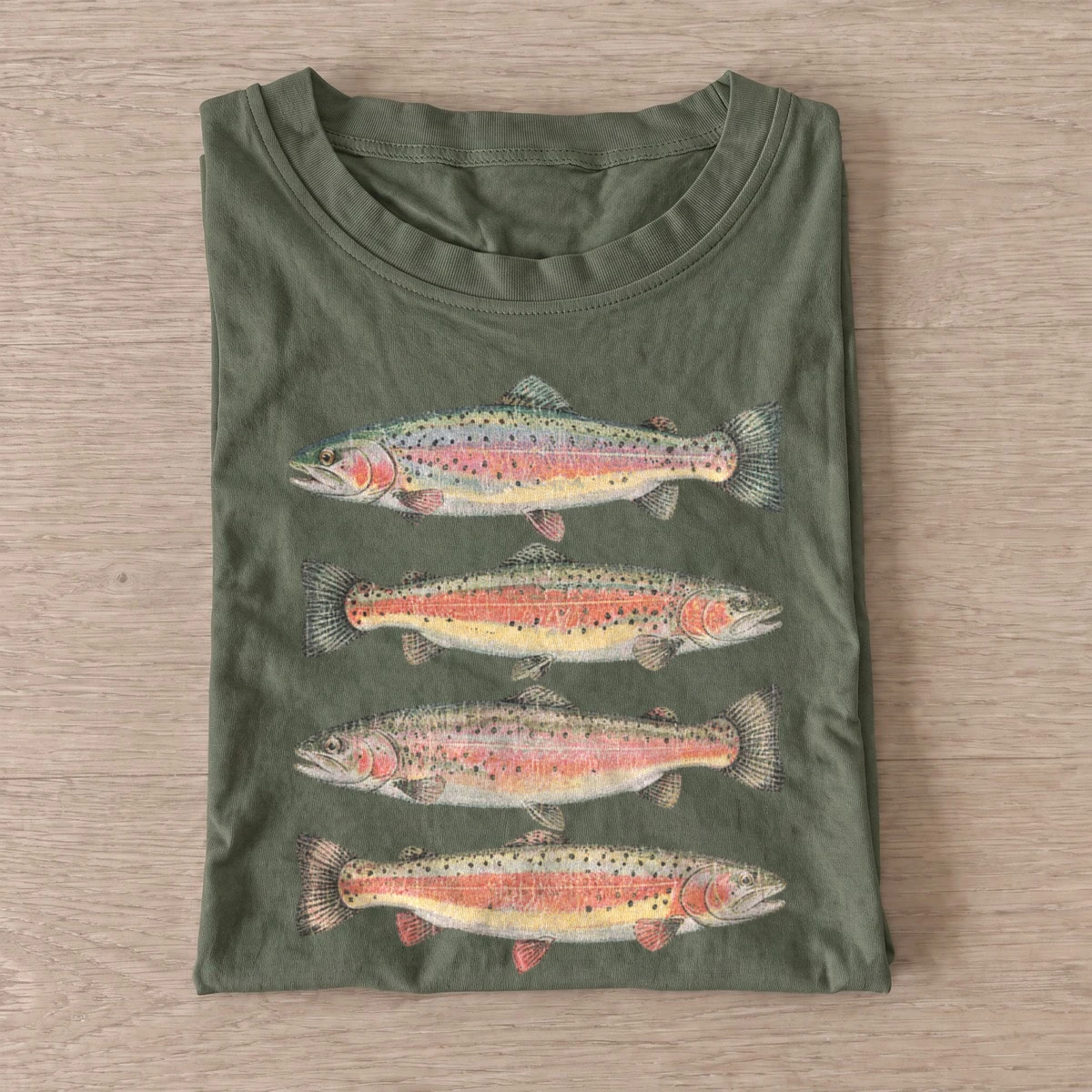 Rainbow trout lineup t shirt olive20rainbow trout lineup.webp