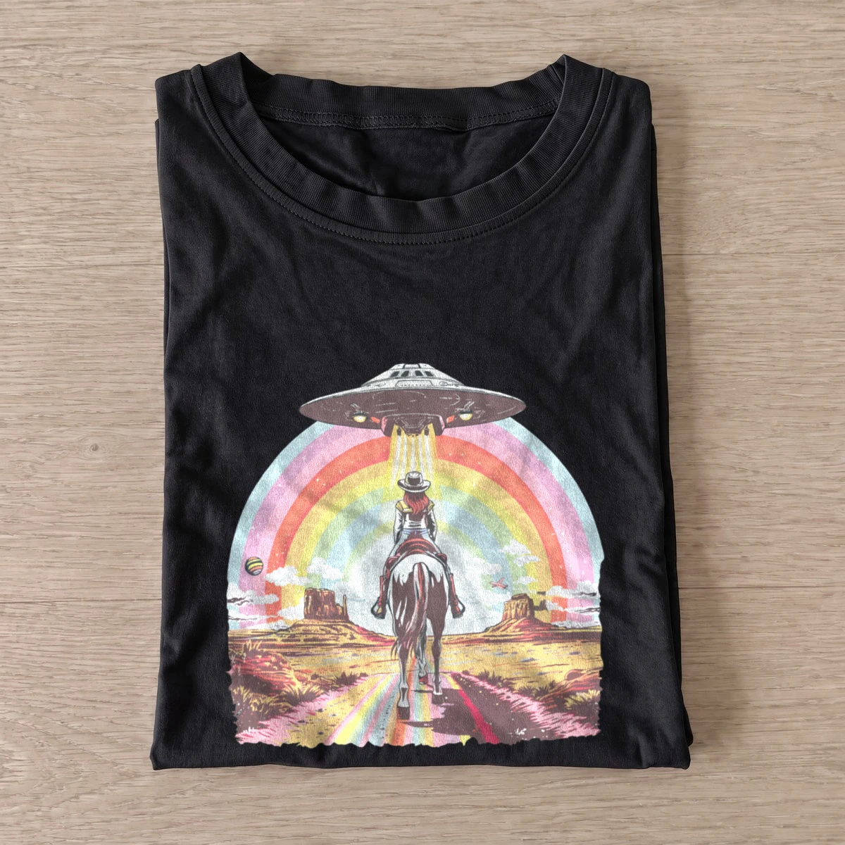 Rainbow ufo cowboy t shirt black20rainbow ufo cowboy.webp
