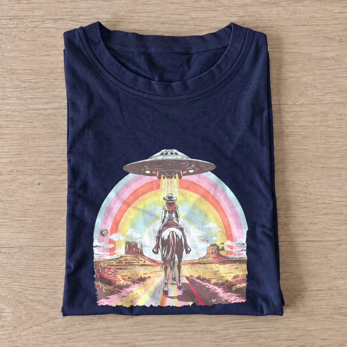 Rainbow ufo cowboy t shirt navy20rainbow ufo cowboy.webp