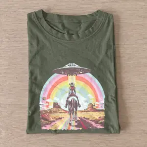 Rainbow ufo cowboy t shirt olive20rainbow ufo cowboy.webp