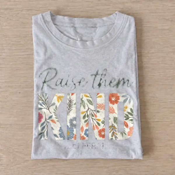 Raise them kind floral t shirt gray20raise them wild.webp