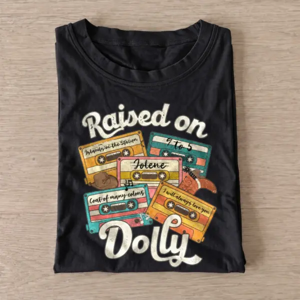 Raised on dolly country cassette t shirt black20country cassette nostalgia.webp