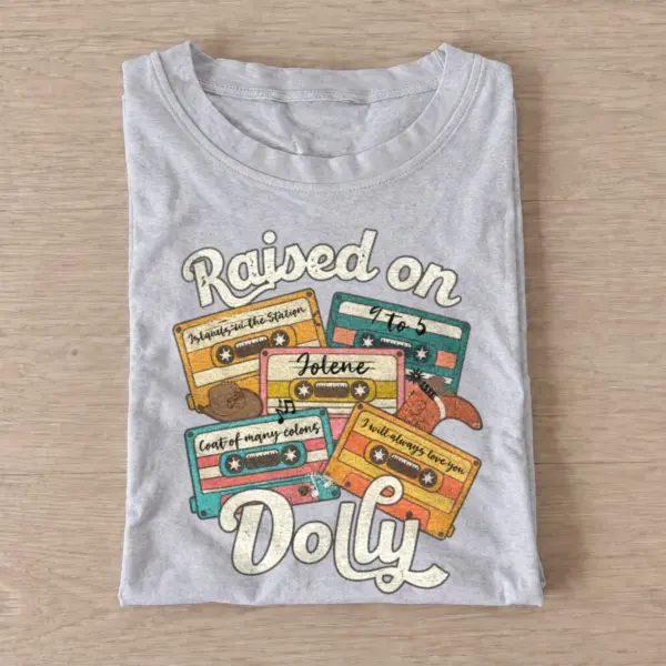 Raised on dolly country cassette t shirt gray20country cassette nostalgia.webp