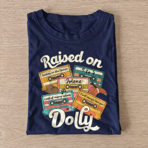 Raised on dolly country cassette t shirt navy20country cassette nostalgia.webp