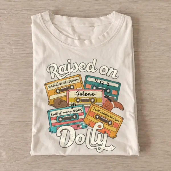 Raised on dolly country cassette t shirt sand20country cassette nostalgia.webp