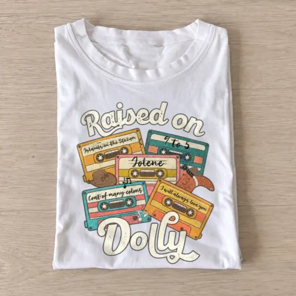 Raised on dolly country cassette t shirt white20country cassette nostalgia.webp