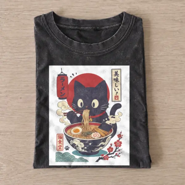 Ramen cat poster vintage t shirt washed20black20ramen cat poster.webp