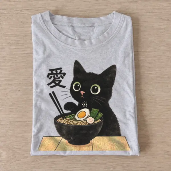 Ramen kitten black cat t shirt gray20ramen kitten.webp