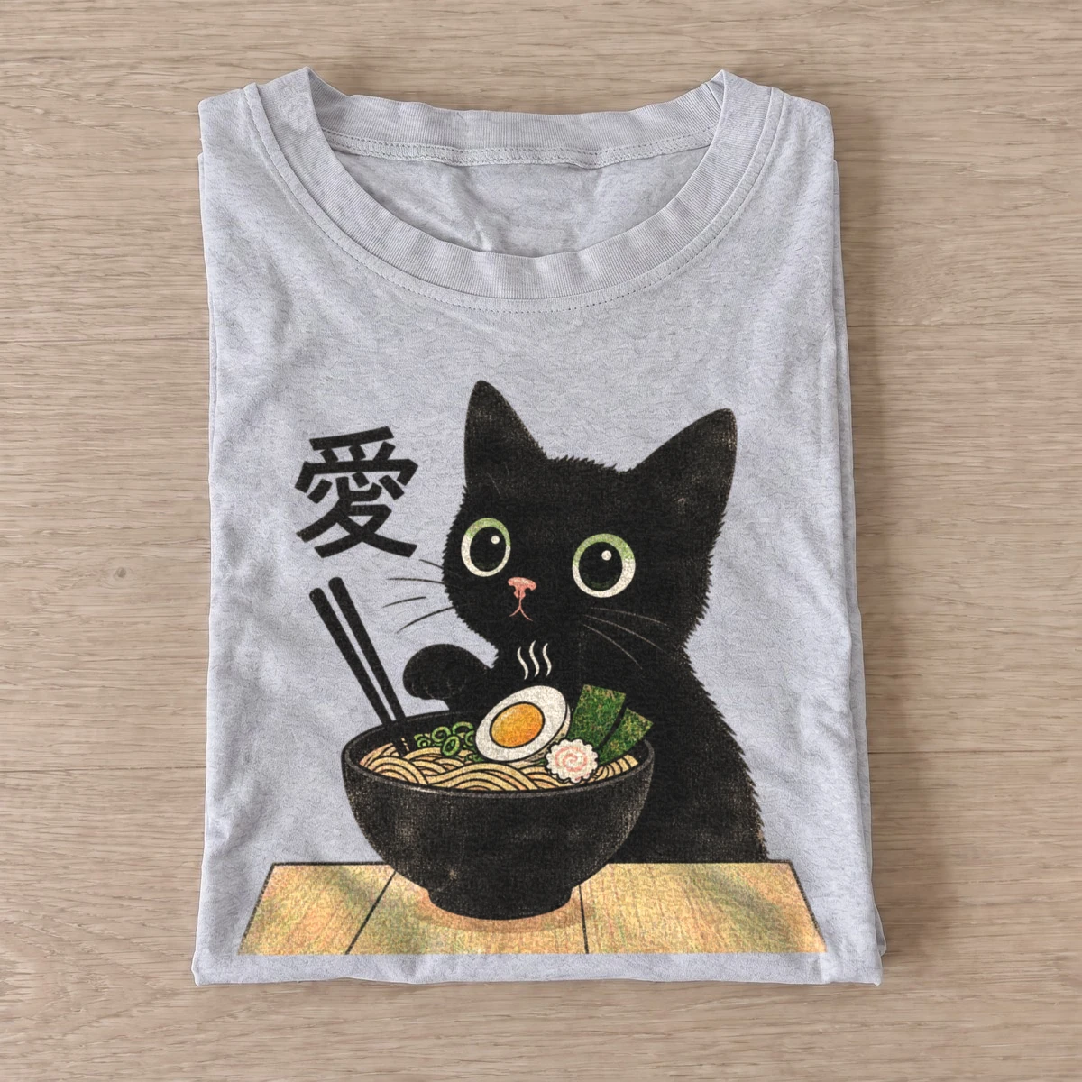 Ramen kitten black cat t shirt gray20ramen kitten.webp