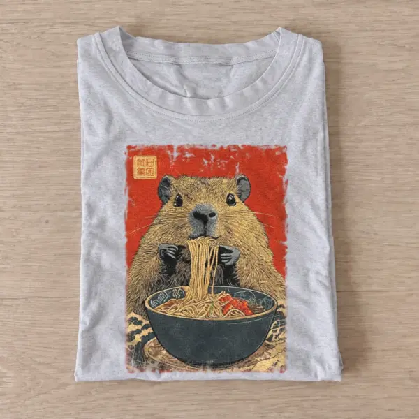 Ramen slurping capybara graphic t shirt gray20ramen capybara.webp
