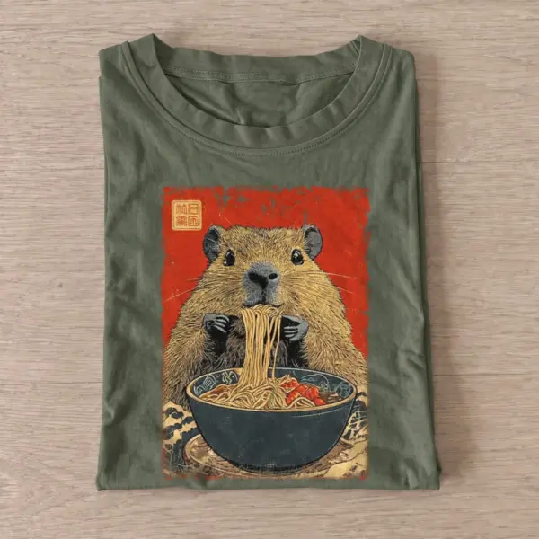 Ramen slurping capybara graphic t shirt olive20ramen capybara.webp