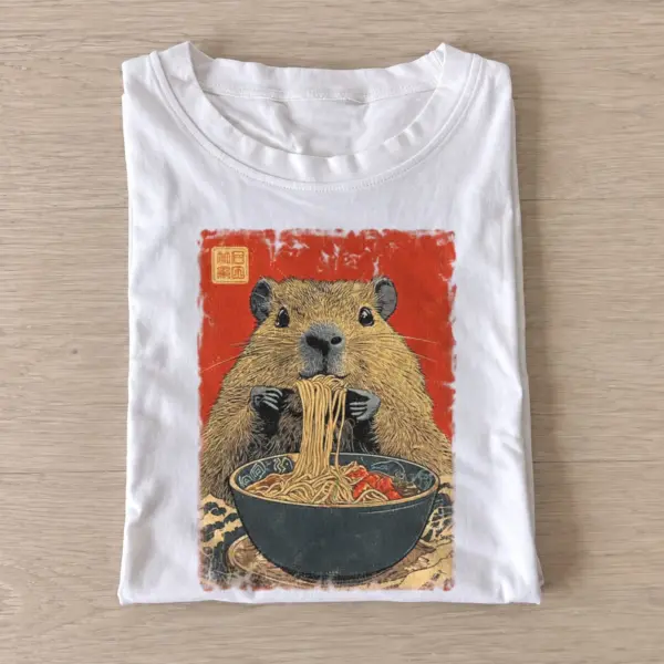 Ramen slurping capybara graphic t shirt white20ramen capybara.webp